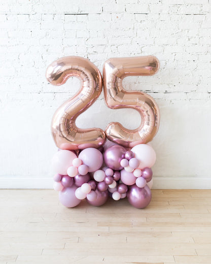 Modern Mauve - Foil Number on Balloon Pedestal - 3ft