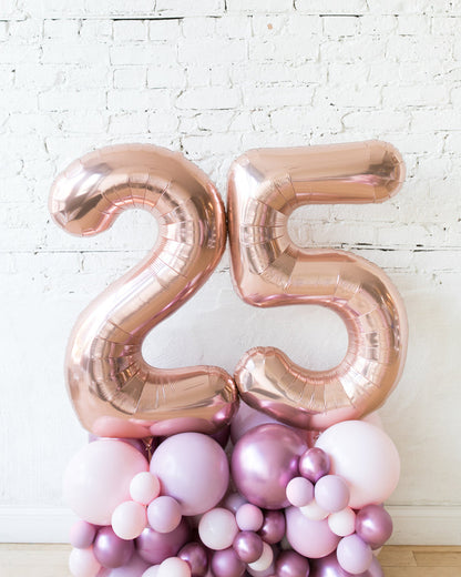 Modern Mauve - Foil Number on Balloon Pedestal - 3ft