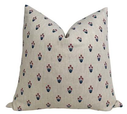 Moira Floral Pillow Cover in Red + Blue, Schumacher Textiles