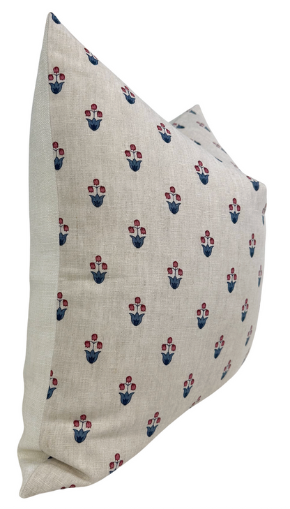 Moira Floral Pillow Cover in Red + Blue, Schumacher Textiles