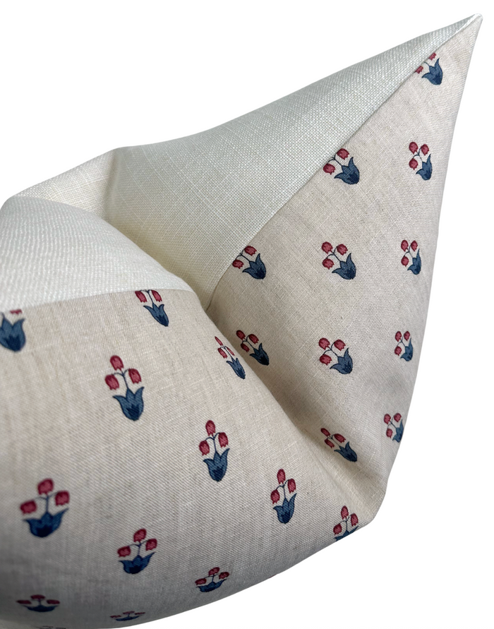 Moira Floral Pillow Cover in Red + Blue, Schumacher Textiles