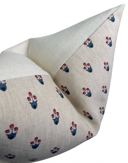 Moira Floral Pillow Cover in Red + Blue, Schumacher Textiles