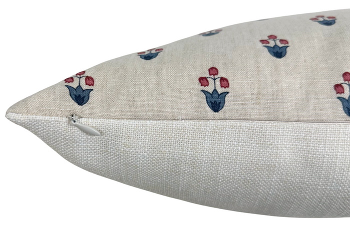Moira Floral Pillow Cover in Red + Blue, Schumacher Textiles