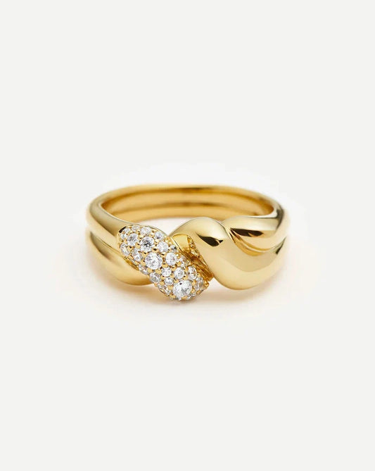 Molten Snow Double Statement Ring | 18k Gold Plated/Cubic Zirconia Rings Missoma