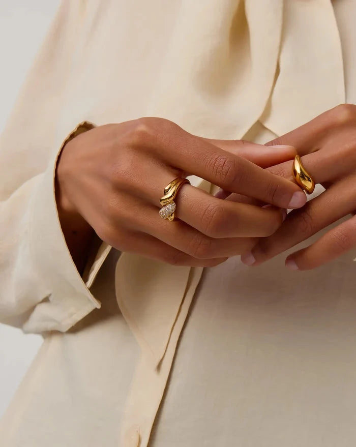 Molten Snow Double Statement Ring | 18k Gold Plated/Cubic Zirconia Rings Missoma