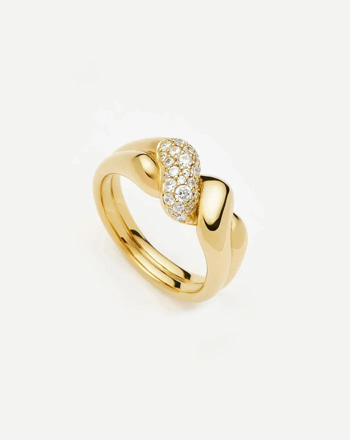 Molten Snow Double Statement Ring | 18k Gold Plated/Cubic Zirconia Rings Missoma