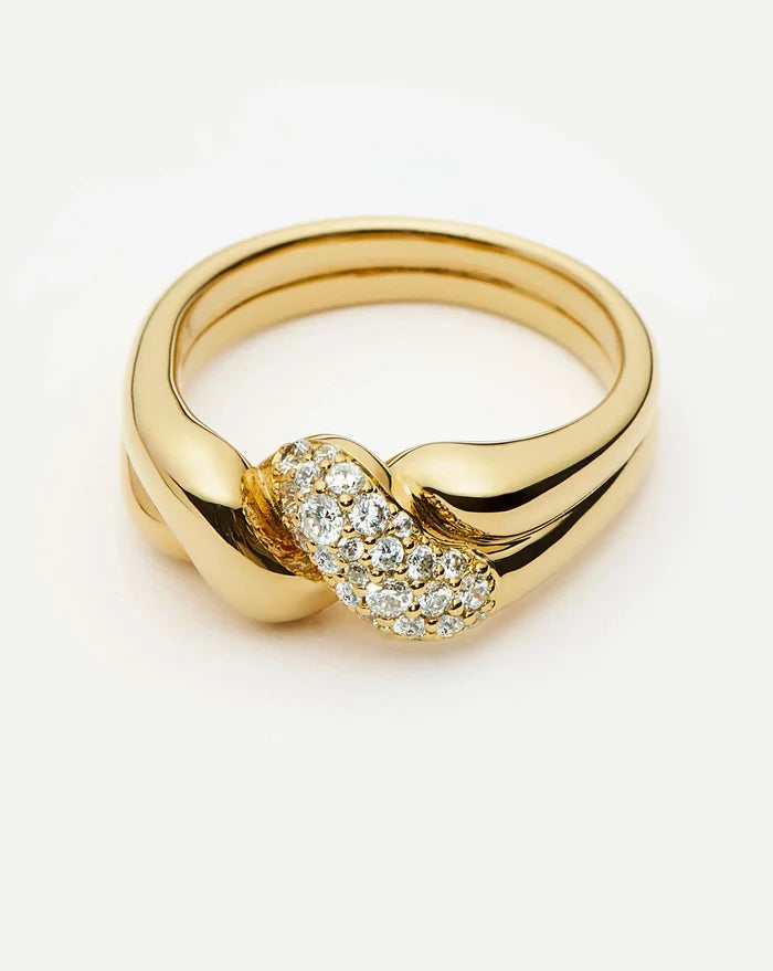 Molten Snow Double Statement Ring | 18k Gold Plated/Cubic Zirconia Rings Missoma