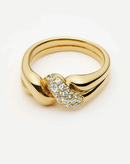 Molten Snow Double Statement Ring | 18k Gold Plated/Cubic Zirconia Rings Missoma