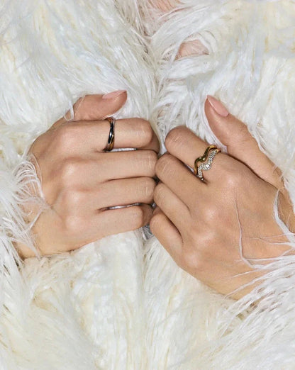 Molten Snow Stacking Ring | 18k Gold Vermeil/Cubic Zirconia Rings Missoma