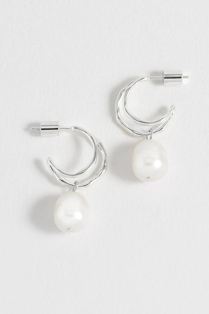 Molton Pearl Double Hoop Earrings