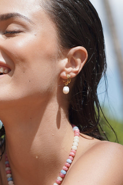 Molton Pearl Double Hoop Earrings