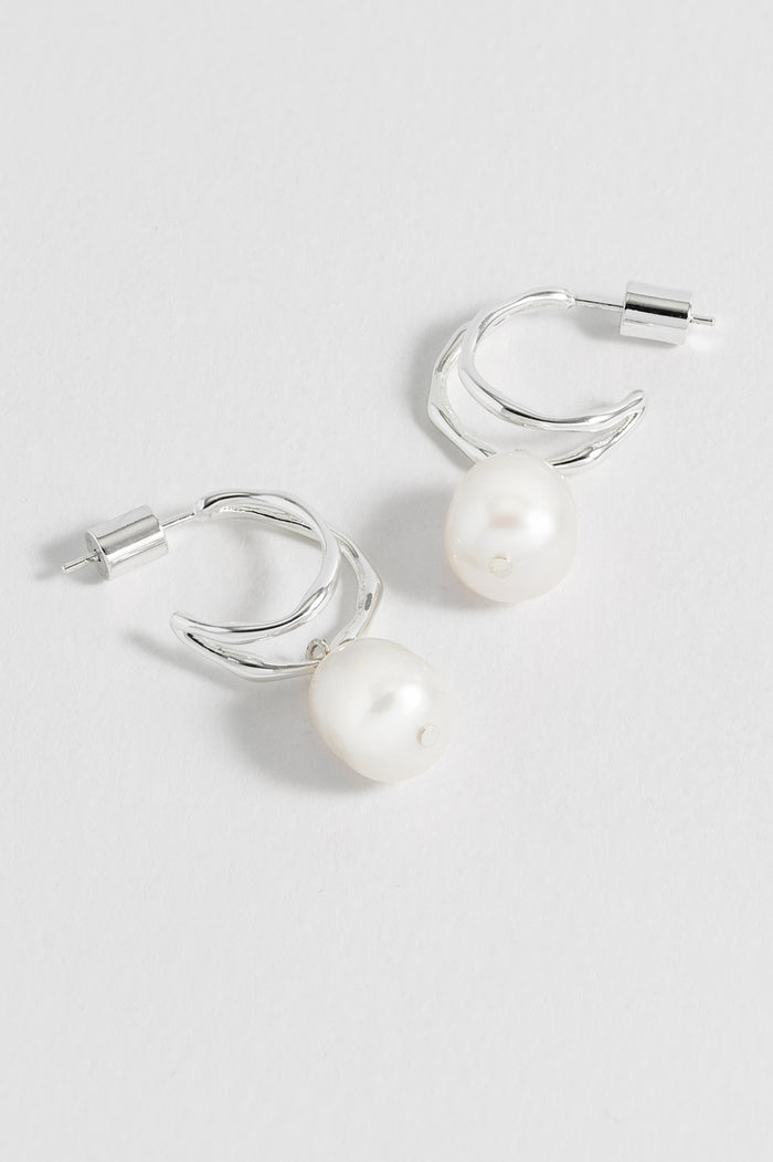 Molton Pearl Double Hoop Earrings