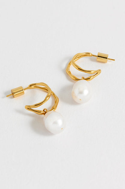 Molton Pearl Double Hoop Earrings