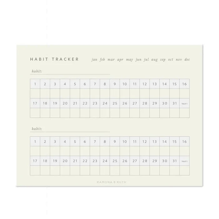 Monthly Habit Tracker Notepad