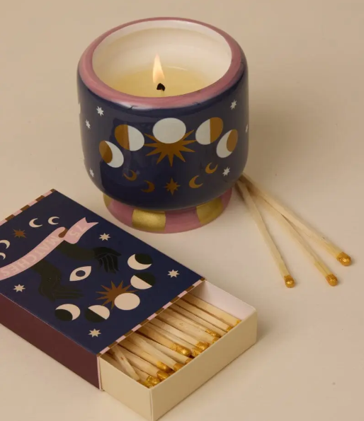 MOON PHASES CERAMIC CANDLE JASMINE 8 OZ
