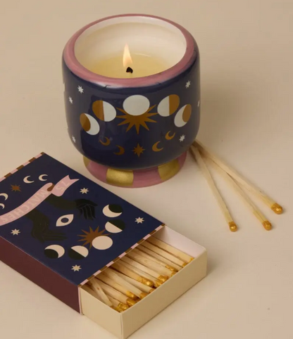 MOON PHASES CERAMIC CANDLE JASMINE 8 OZ