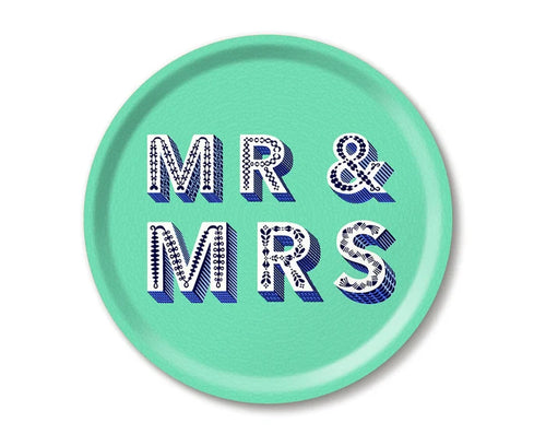 MR & MRS AQUA ROUND TRAY