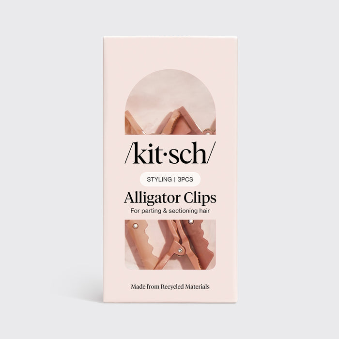 Kitsch Multicolor No-Slip Alligator Clips 3pc Set in retail packaging on a gray background.