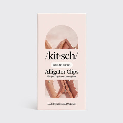 Kitsch Multicolor No-Slip Alligator Clips 3pc Set in retail packaging on a gray background.
