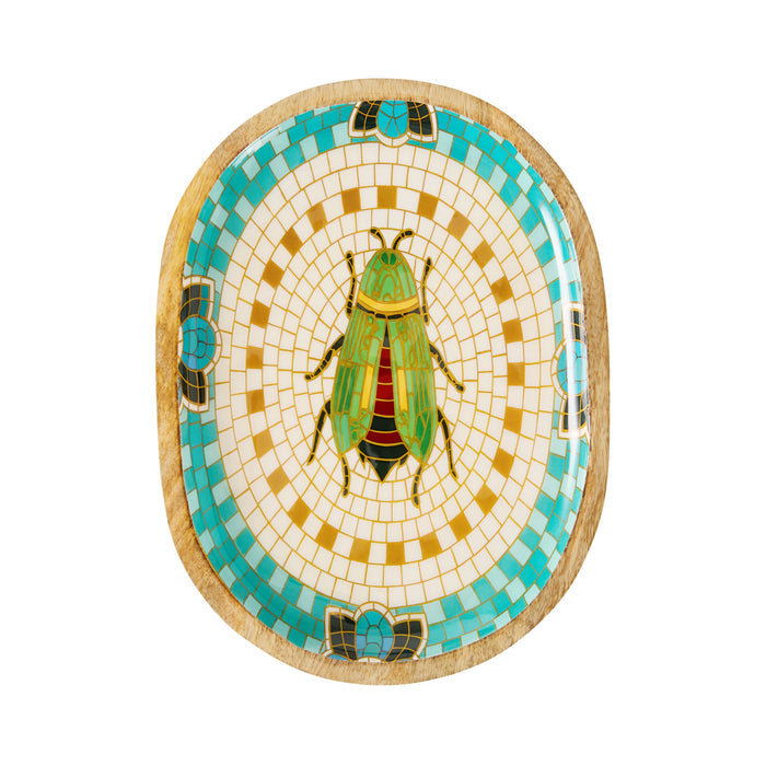 Mystic Scarab Mango Wood Oval Platter 30cm