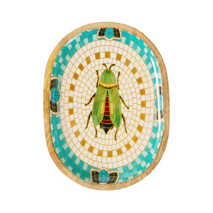 Mystic Scarab Mango Wood Oval Platter 30cm