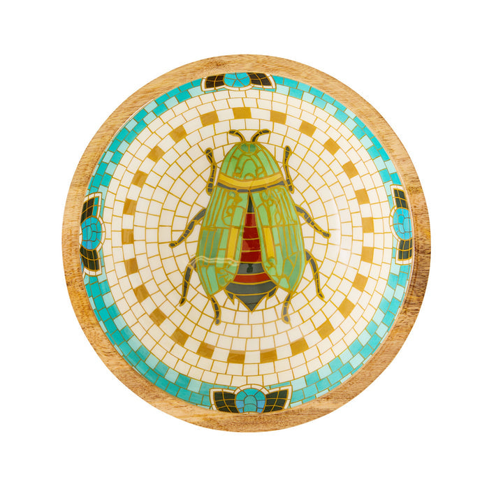 Mystic Scarab Mango Wood Round Bowl 23.5cm