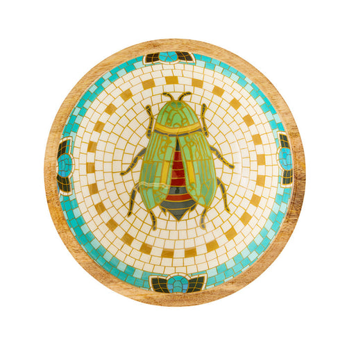 Mystic Scarab Mango Wood Round Bowl 23.5cm