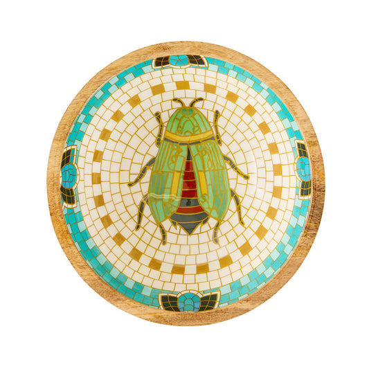 Mystic Scarab Mango Wood Round Bowl 23.5cm