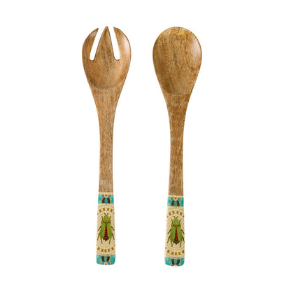 Mystic Scarab Mango Wood Salad Servers