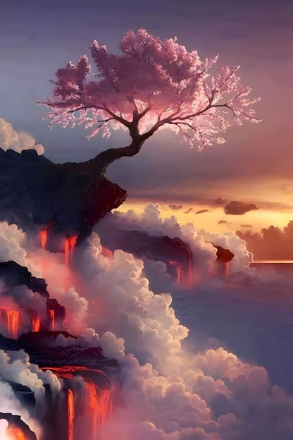 Mythical Japanese Cherry Blossom Tree Paint By Numbers Kit