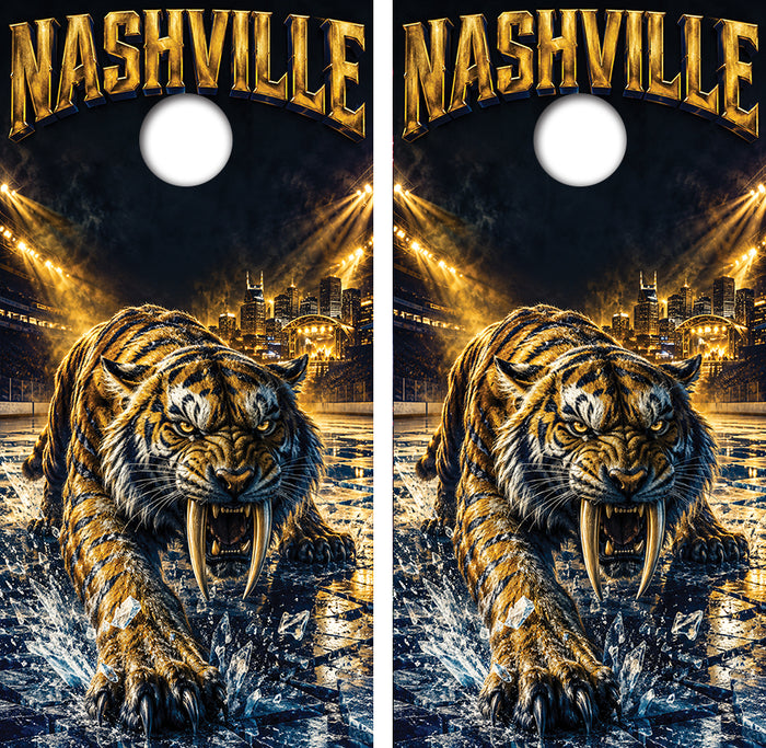 Nashville Predators Inspired Cornhole Design