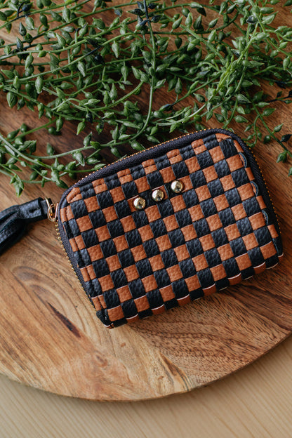 Never On Schedule Checkered Wallet - Espresso