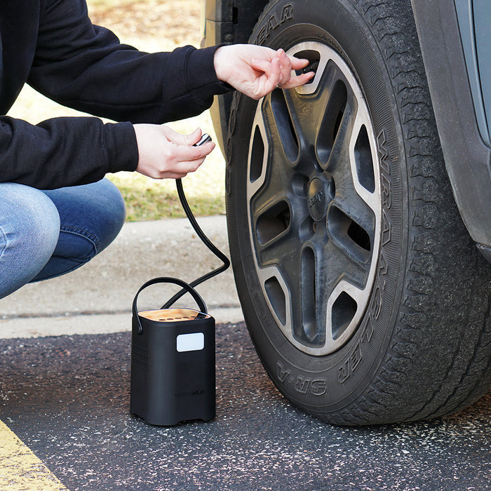 NeverGoFlat - Portable Air Compressor, Power Bank & Flashlight