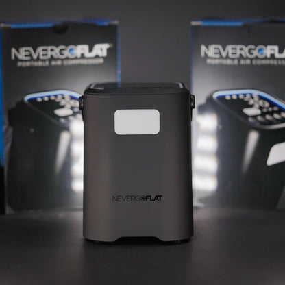 NeverGoFlat - Portable Air Compressor, Power Bank & Flashlight