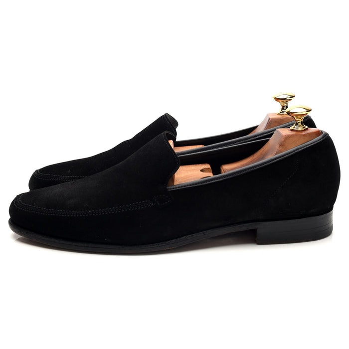 New & Lingwood 'Eton' Black Suede Slip On Loafers UK 9.5 E