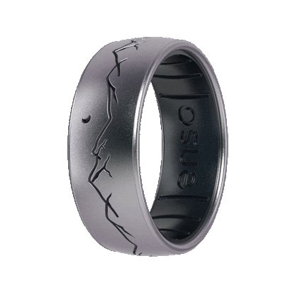 Etched Highs & Lows Silicone Ring - Nightfall - Icy Silver/Black Pearl
