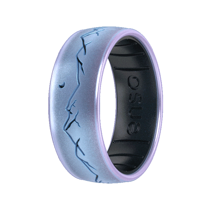 Etched Highs & Lows Silicone Ring - Nightfall - Moonstone/Black Pearl