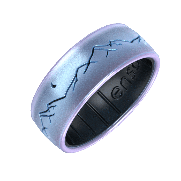 Etched Highs & Lows Silicone Ring - Nightfall - Moonstone/Black Pearl
