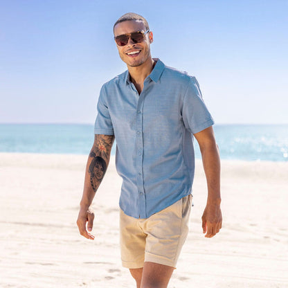 RSVLTS RSVLTS Bamboo Short Sleeve Shirt Ocean Mist – Bamboo Short Sleeve Shirt