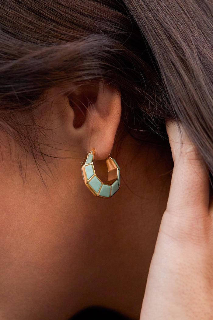 Octagon Hinge Hoop Earrings