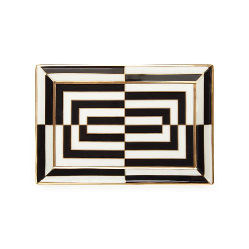 OP ART RECTANGLE TRAY- BLACK WHITE