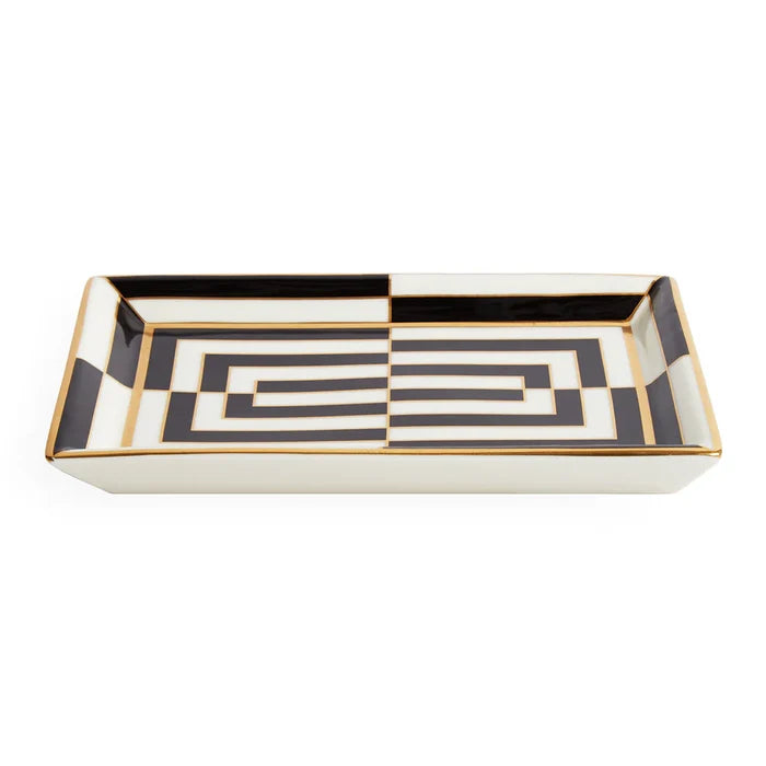 OP ART RECTANGLE TRAY- BLACK WHITE