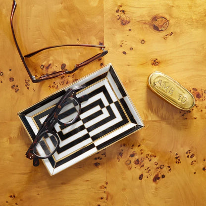 OP ART RECTANGLE TRAY- BLACK WHITE