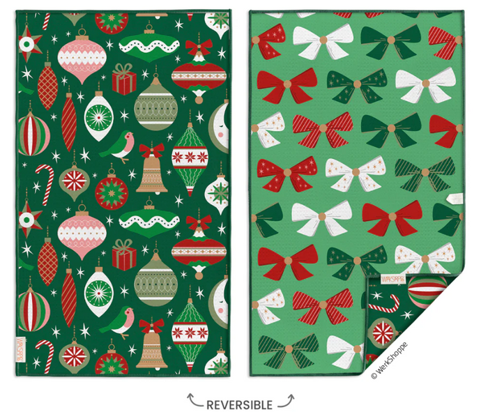 Ornaments & Bows Microfiber Towel - DB Sided