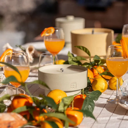 OUTDOOR JUNE CANDLE TWO TUSCANY NEUTRAL + LID