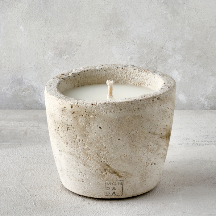 OUTDOOR: URBAN CANDLE SMALL ECRU NEUTRAL+LID