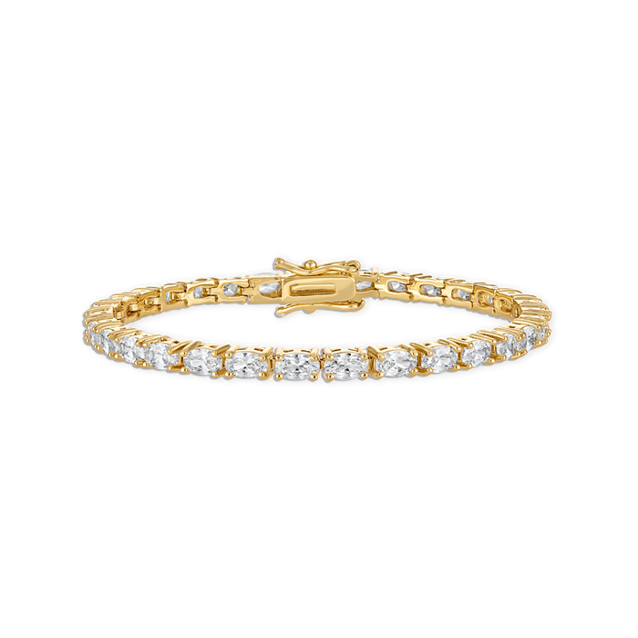 Oval Tennis Bracelet - 14k gold filled oval CZ tennis bracelet with 3.5mm crystals