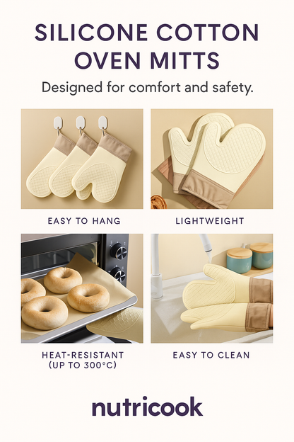 Oven Mitt Glove/s - Silicone Cotton