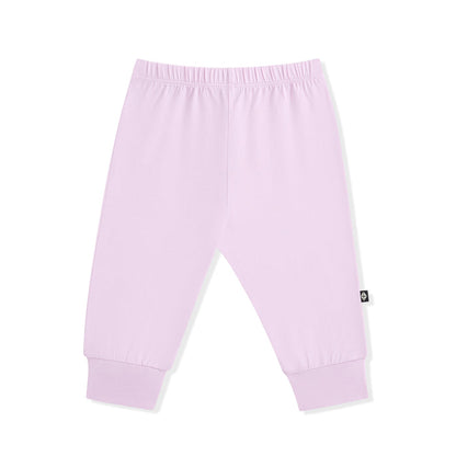Light purple baby pants on a white background