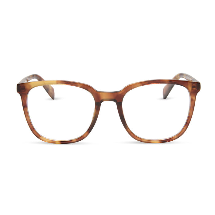 diff eyewear featuring the parker square prescription glasses with a brown fleur frame front view